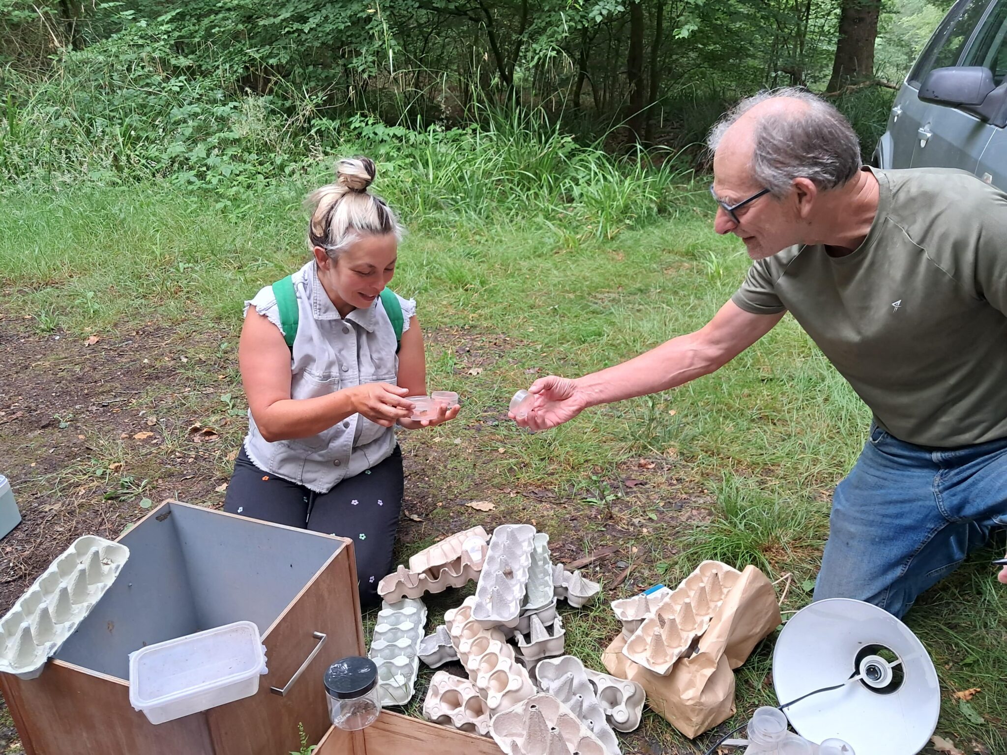 Checking the moth traps